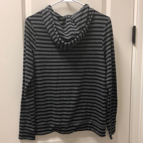 2/$15 Old Navy- Black and Gray Striped Hoodie - Picture 4 of 5